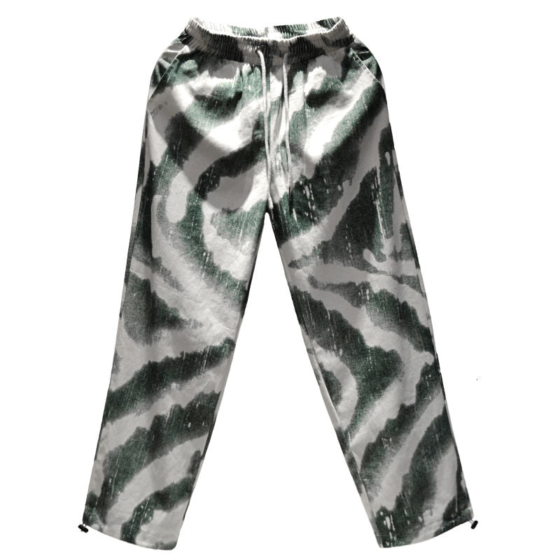 Pantalones coreanos de algodón con efecto tie-dye para hombre, pantalones informales Retro a la moda, ropa de calle para hombre, pantalones rectos holgados salvajes de hip-hop para hombre, M-2XL