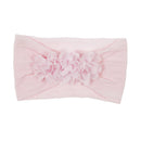 Nishine Soft Stretch Satin Rose Flower Baby Headband Newborn Knot Wide Nylon Headwraps Turban Girls Headwear Kids Photo Props