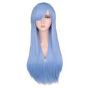 QQXCAIW Long Straight Cosplay Red Black Puprle Pink Blue Sliver Gray Blonde White Oragen Brown 80 Cm Synthetic Hair Wigs