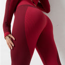 New 2 Piece Sets Womens Outfits Yoga Sets Seamless GYM Clothes Sport Jaket Coat High Waist Legging Sports Suit Girl Fitness Wear