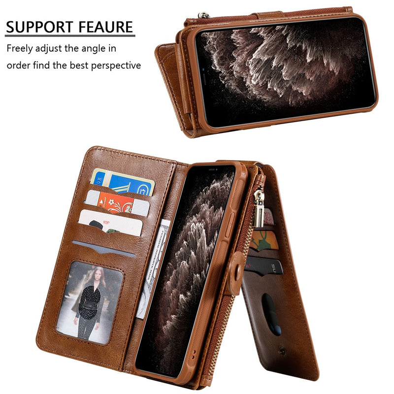 Luxury Leather Flip Case For iPhone 13 12 Mini 11 Pro XS Max XR X 7 8 6 6s Plus SE 2020 2022 Wallet Card Holder Phone Cover