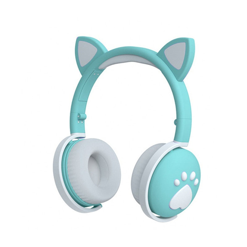 Bonitos auriculares para niños, auriculares inalámbricos, luz LED de Control, Oreja de Gato, niña, regalo para niños, auriculares para juegos con dientes azules, bajos estéreo con micrófono