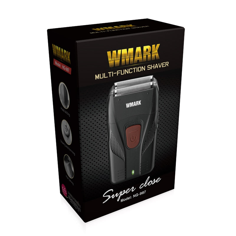 WMARK New NG-987 Barber Shaver Shaper Afeitadora eléctrica Barba USB Maquinilla de afeitar eléctrica para cabeza de aceite Máquina de afeitar Push White