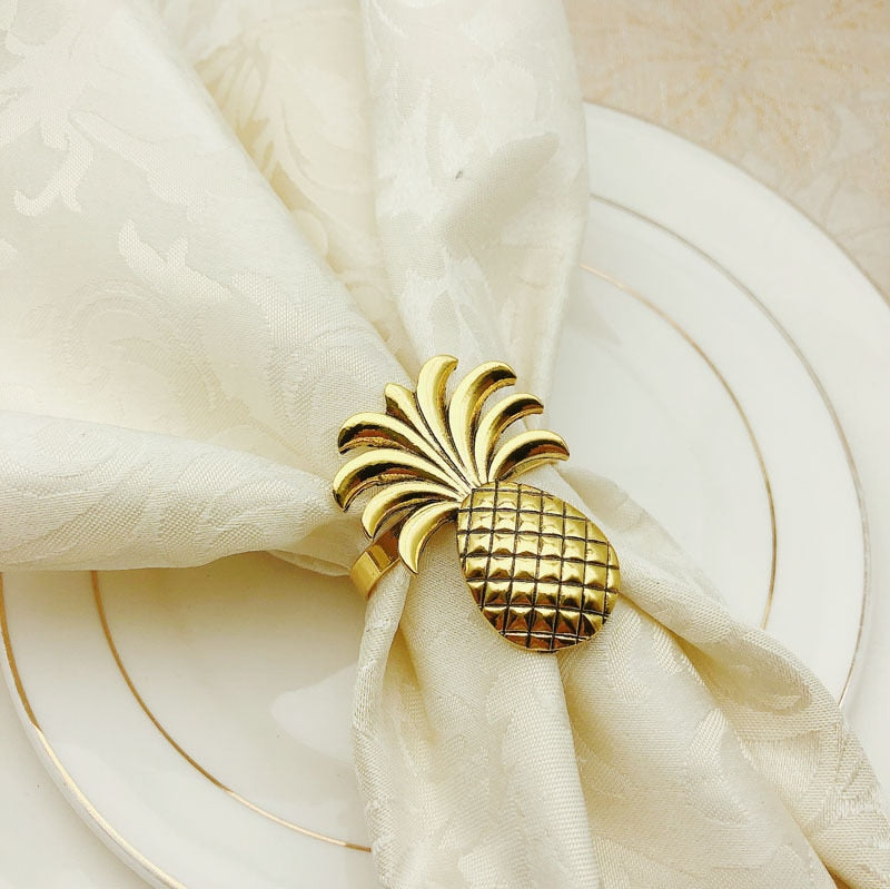 10pcs/lot Hot sale pineapple napkin ring metal plating napkin ring ring stand wedding holiday party table decoration