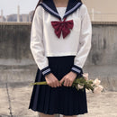 Bonito traje de marinero, conjuntos de uniformes escolares JK de manga larga para niñas, camisa blanca y falda plisada azul oscuro, trajes de Cosplay para estudiantes