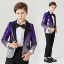 Children's gradient Sequin suit  Boys Dress Catwalk Costume Sequins Small Host Stage Model Handsome Children's Clothing jacket