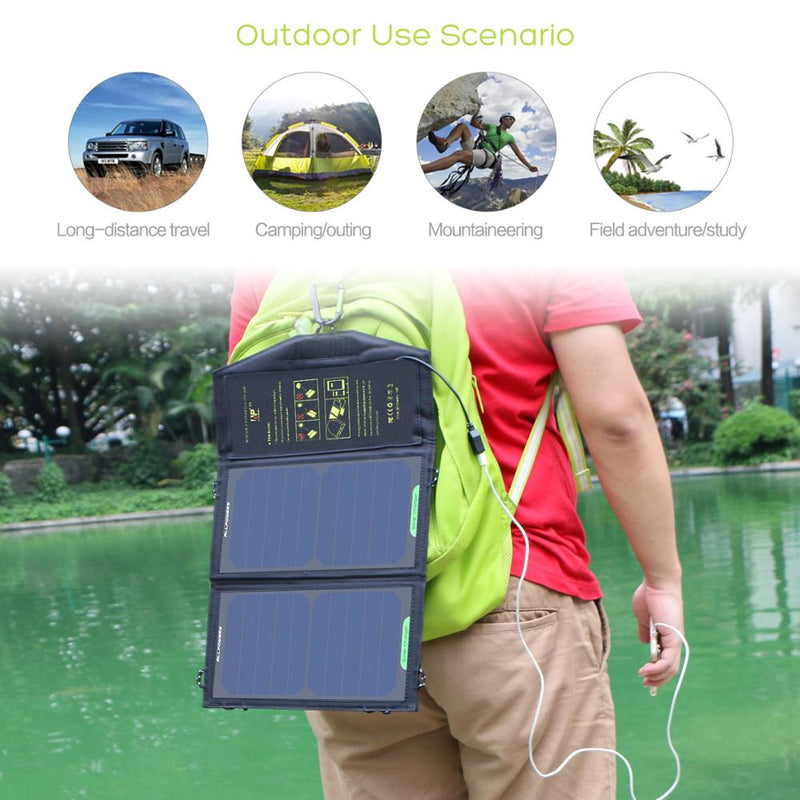 ALLPOWERS Panel solar 10W 5V Cargador solar Cargadores de batería solares portátiles Carga para teléfono para senderismo Camping al aire libre