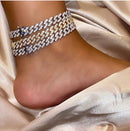 JINAO New 9&quot; 10&quot; Gold/Silver Color Anklet 9mm Charm Cuban Chain Anklet Iced Out Cubic Zirconia Anklet Gift Fashion Jewelry Gift