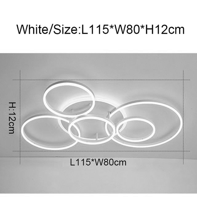 NEO Gleam 2/3/5/6 Circle Rings Modern led ceiling Lights For living Room Bedroom Study Room White/Brown Color ceiling Lamp