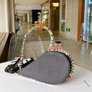 Diamond Red Heart Evening Clutch Bags Women Designer Chic Rhinestone Acrylic Handle Black Purse For Wedding Party Sac A Main