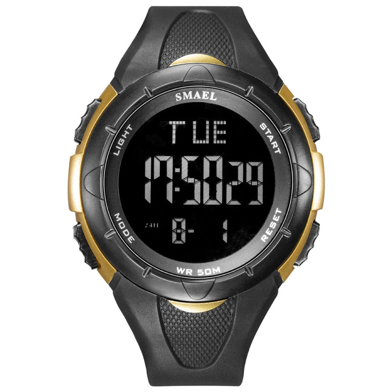 Reloj digital para hombre SMAEL 50M, relojes impermeables, reloj Led, alarma, pulsera negra, cronómetro, reloj deportivo 1016, relojes digitales para hombre