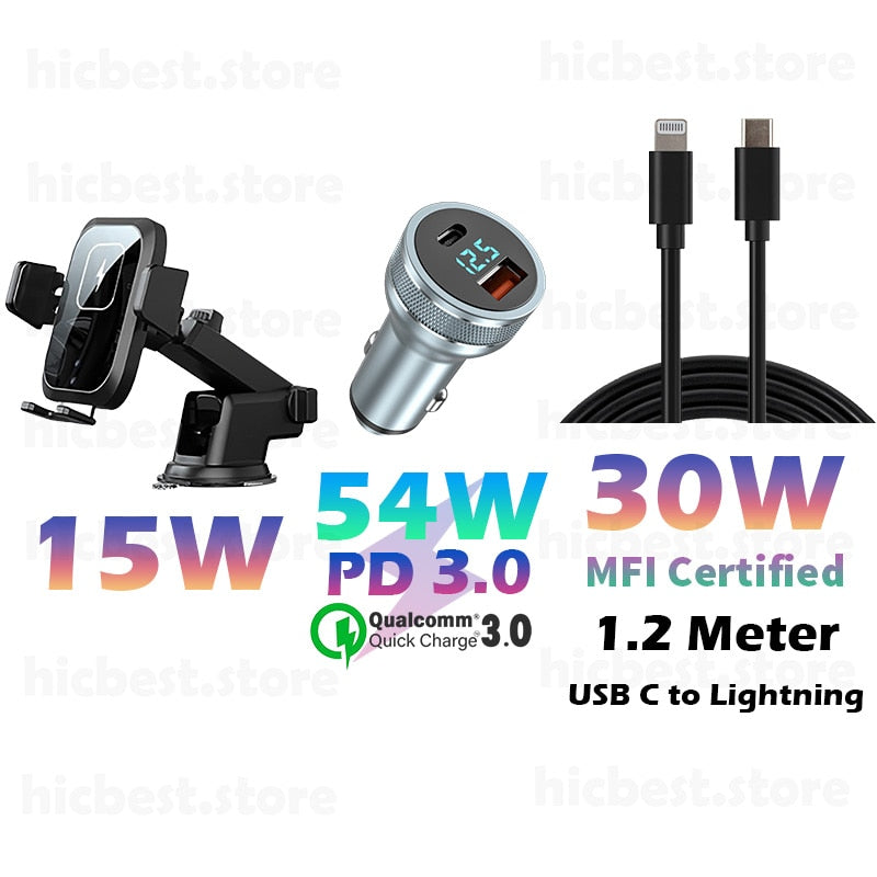 Cargador de coche inalámbrico de 15 W, soporte de teléfono para iPhone, cargador de inducción de carga inalámbrica para coche, soporte para iPhone 12 SE 11 8 Samsung S20