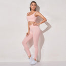 Hohe Taille Sport Legging Gym Damen Sportbekleidung Nahtlose Fitness Damen Yoga Anzug Hoch dehnbar Workout Set Gepolsterter Sport-BH