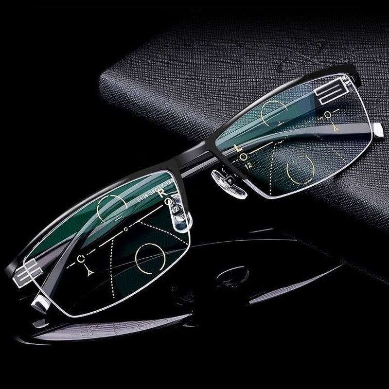 Nuevas gafas de lectura de distancia y de cerca para hombres, grado de ajuste automático de enfoque múltiple, gafas HD para presbicia Anti-Blu-ray