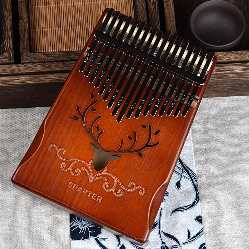 17 teclas negro elegante Kalimba pulgar Piano cuerpo de caoba instrumento Musical