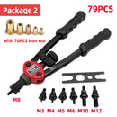 HIFESON, pistola de tuercas de remache roscadas a mano, 70/95/300 Uds., inserto de tuercas, remachador Manual, herramienta Rivnut para tuerca M3 M4 M5 M6 M8 M10 M12