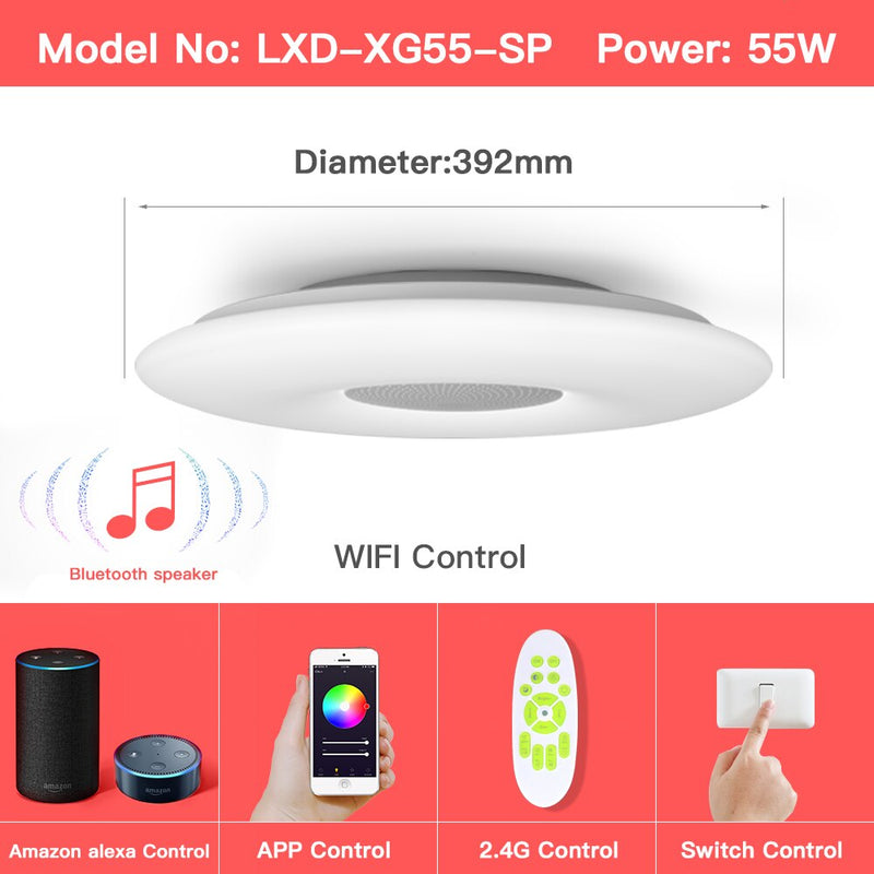 OFFDARKS Smart LED Ceiling Lights WIFI Voice Control APP Control RGB Dimming Bluetooth Speaker Ceiling Lamp Kitchen Living Room