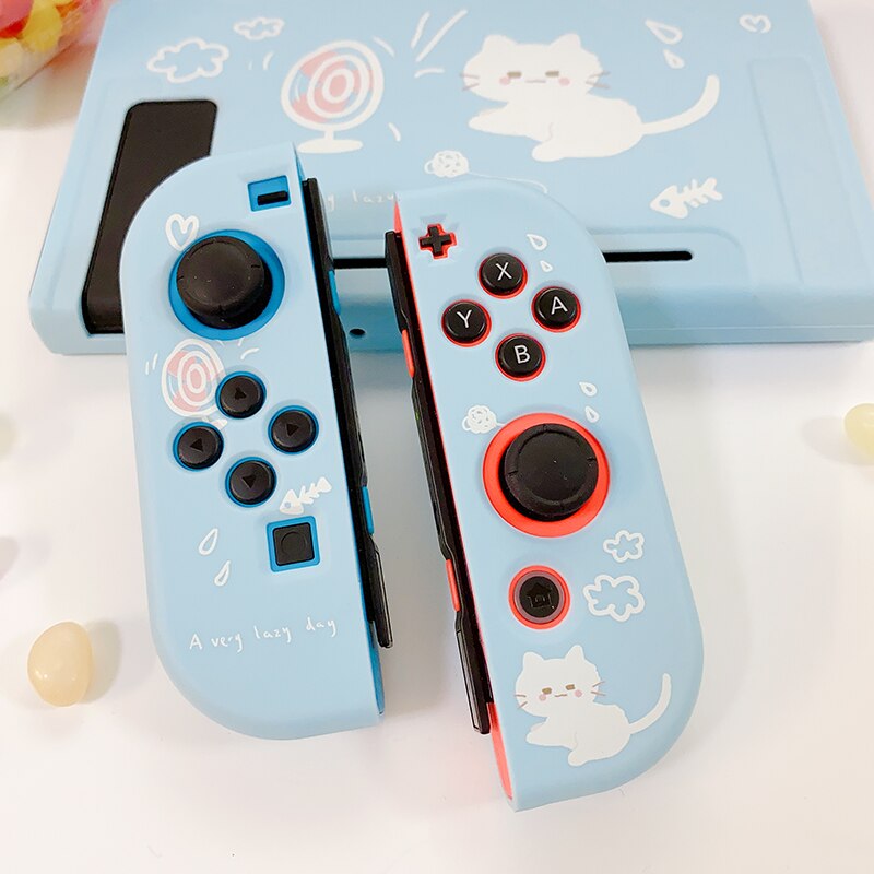 STARRY FOREST süße Katze blau weiche Schutzhülle für Nintendo Switch für Mädchen im kühlen Sommer