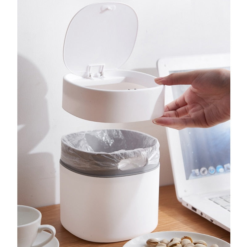 Mini Small Waste Bins Desktop Garbage Basket Home Table Plastic Trash Can Office Supplies Dustbins Sundries Barrel Box