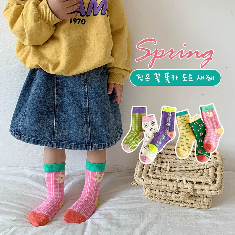 6 Pairs/lot Children's Socks Spring Korean Fashion Flowers Baby Girls Socks Princess Breathable Sports Cotton Socks