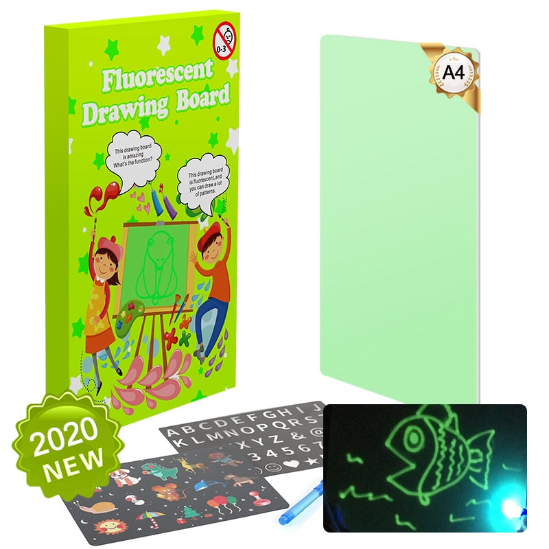 Magic Luminous Drawing Board Children Toy Tablet Draw In Dark Magic Light-Fun Fluorescent Pen Children Educational Toy For kids