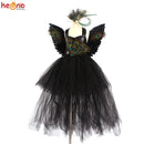 Fancy Peacock Feather Girl Pageant Tutu Dress with Wing Kids Deluxe Peacock Tutu Costume Dress Evening Party Halloween Clothes