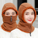 1pcs Frauen-Winter-Strickmütze neu hinzufügen Pelz gefüttert warme Wintermützen für Frauen mit Reißverschluss halten Gesicht und Ohrwärmer Balaclava Cap