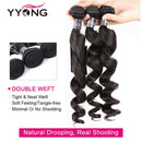 Yyong Hair Peruvian Loose Wave 3/4 Bundles Human Hair With Lace Closure 4x4 Lace Closure With Bundles Natural Color Remy Hair
