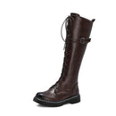 Gdgydh 2021 Autumn British Style Knee-high Boots For Women Plus Size 34-43 Female Boots Round Toe Low Heels Women Shoes Winter