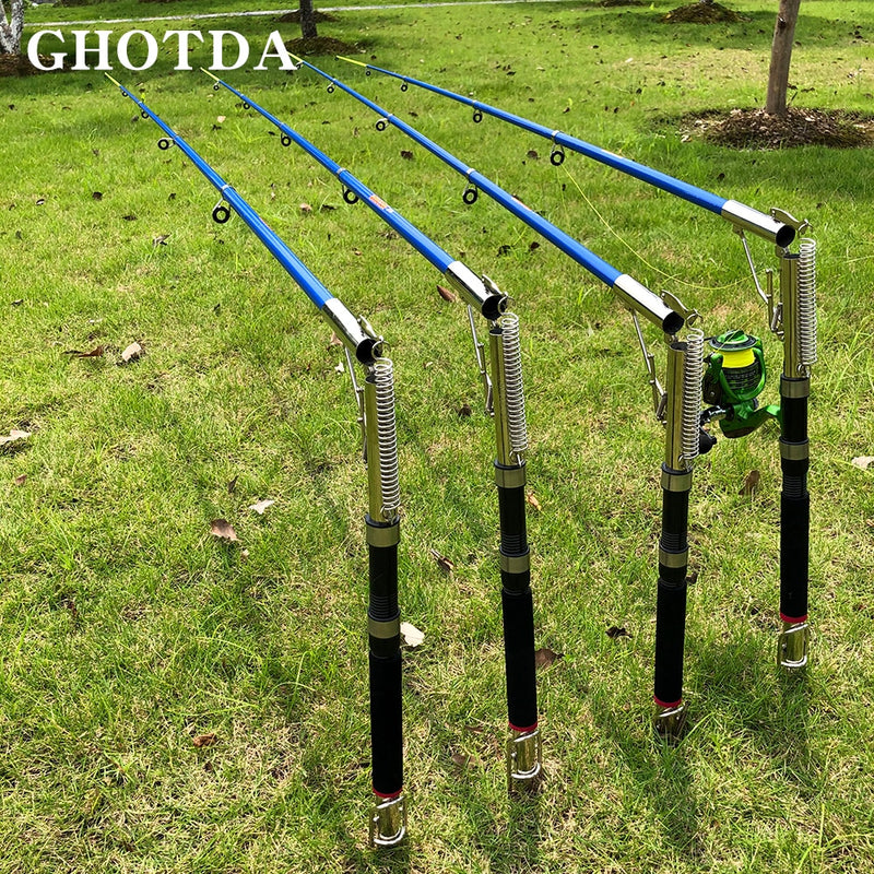 GHOTDA, nuevo, plegable, automático, doble ángulo de resorte, soporte para aparejos de caña de pescar, soporte de pesca de acero antioxidante, soporte para caña de pescar Ta