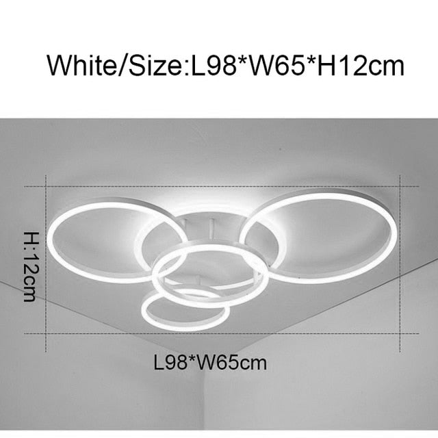 NEO Gleam 2/3/5/6 Circle Rings Modern led ceiling Lights For living Room Bedroom Study Room White/Brown Color ceiling Lamp