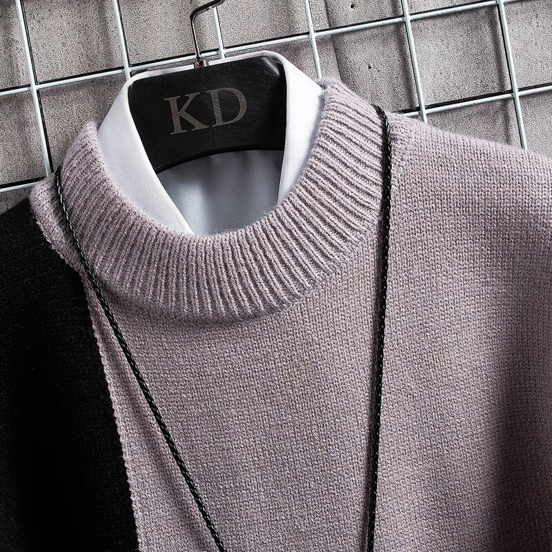 New Winter Cashmere Warm Sweater Men Turtleneck Mens Pullover Patchwork Slim Fit Sweaters Tops Knitted Men&