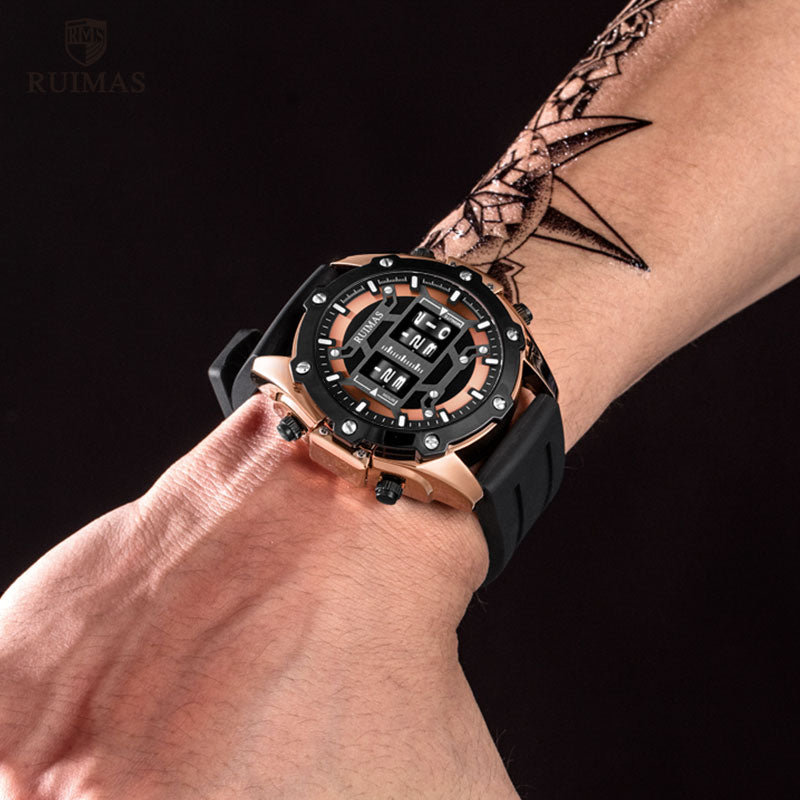 RUIMAS Digital Quartz Watch Men Top Brand Luxury Waterproof Wristwatch Male Silicone Strap Military Relogio Masculino Clock 553