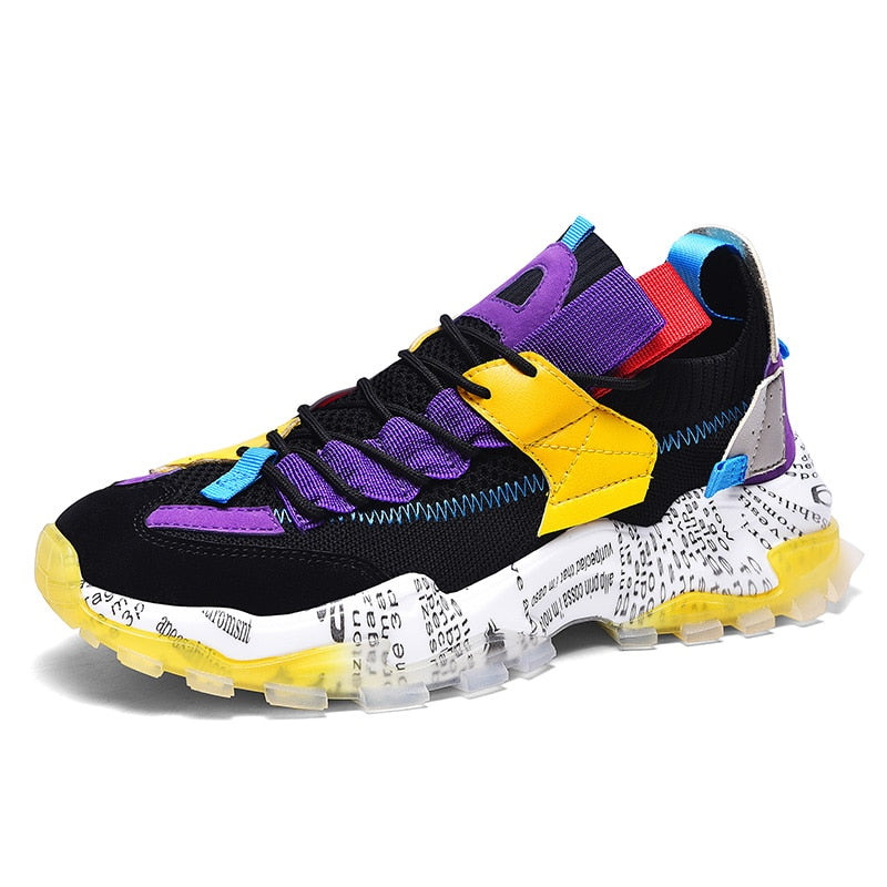 High Quality Men Running Shoes Breathable Printing Fashion Chunky Sneakers Men Platform Shoes Thick Sole Colorful Male Footwear