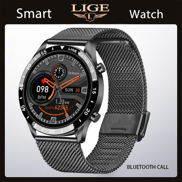 LIGE 2022 Smart Watch Herren Full Touch Sport Fitness Uhr Blutdruck Wasserdicht Bluetooth Anruf Für Android Ios Smartwatch Herren