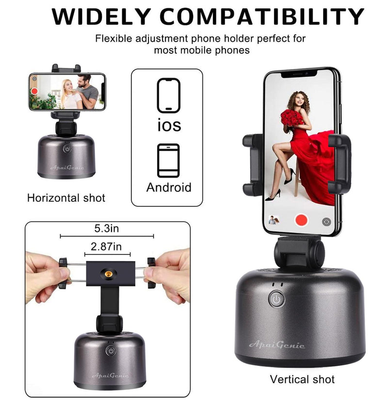 APAI GENIE II 360° Rotation Smart Selfie Stick Auto Face Object Tracking Camera Tripod Holder Smart Shooting Phone Mount