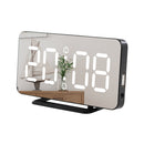 Mirror Digital Alarm Clock LED Electronic Temperature Wall Table Snooze Clocks USB Multifunction Watch Nightlight Home Office