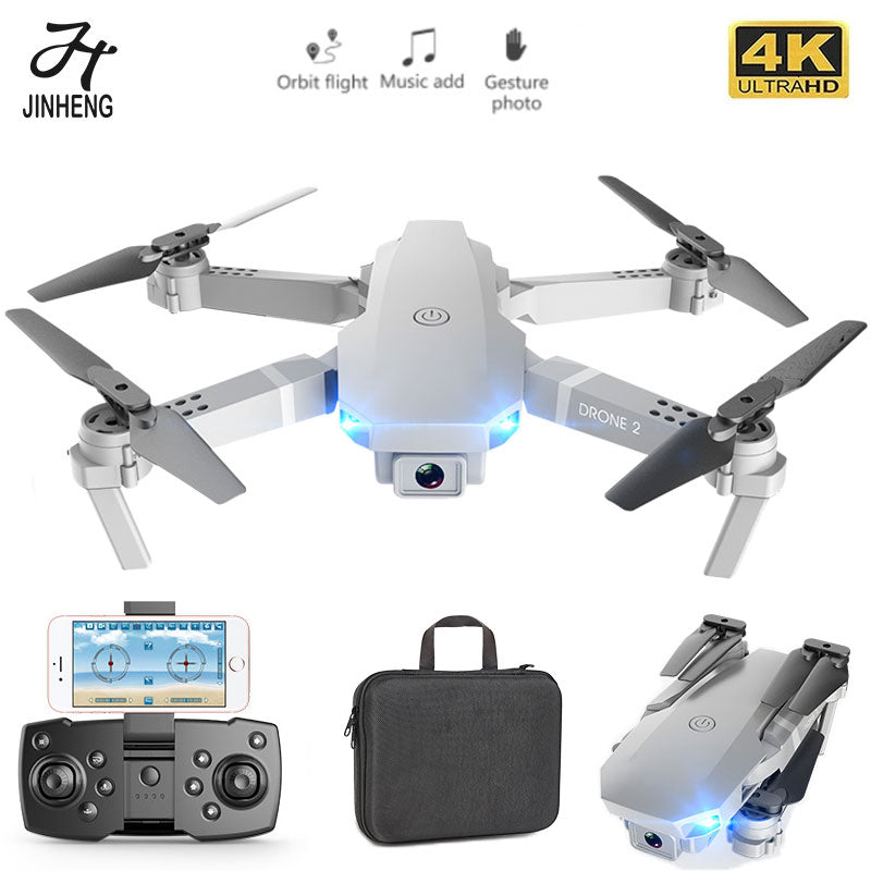 JINHENG E68 Mini RC Drone 4K 1080P HD Cámara Wifi FPV Presión de aire Modo de retención de altitud Cuadricóptero plegable Juguete Regalo para niños