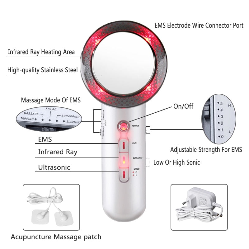 Ultrasound Cavitation EMS Body Slimming Massager Weight Loss Anti Cellulite Fat Burner Galvanic Infrared Ultrasonic Wave Therapy