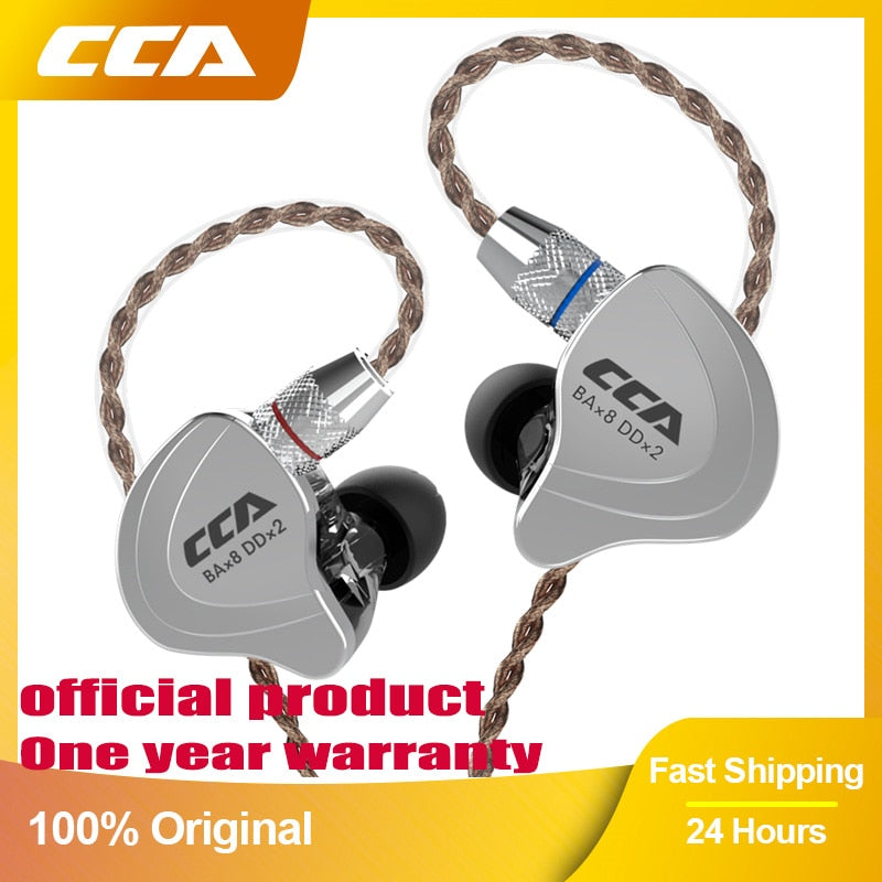 CCA C10 Auriculares 4BA + 1DD Tecnología híbrida HiFi In Ear Music DJ Gamer Auriculares deportivos Auriculares con monitor de cancelación activa de ruido