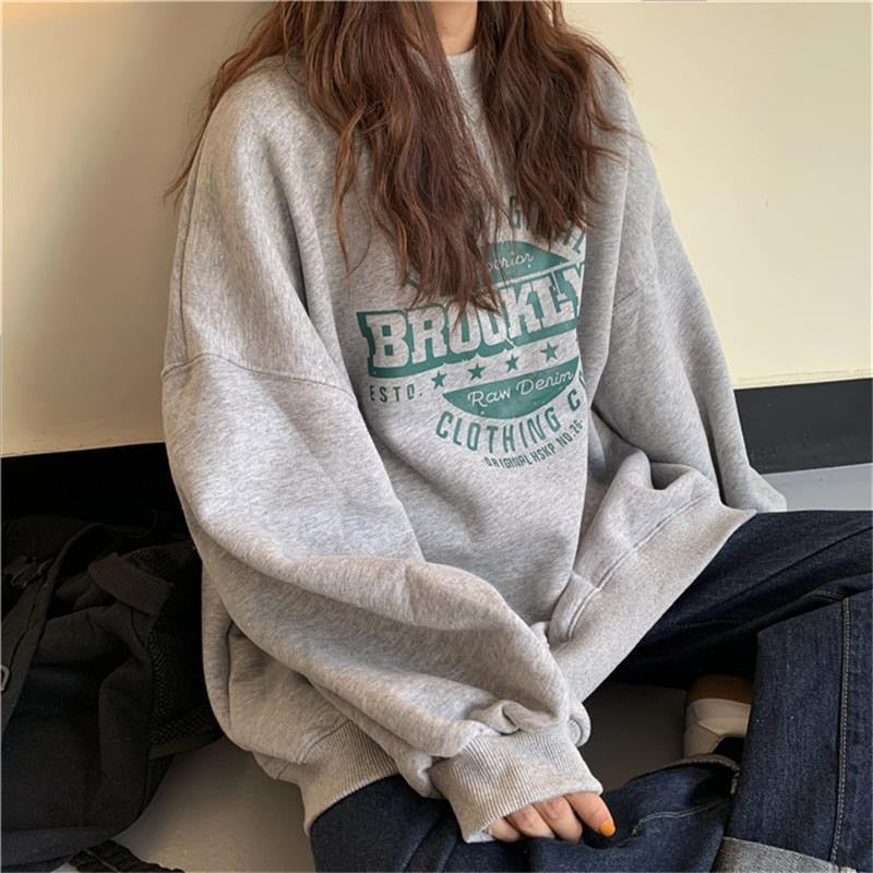 Thin Pullover Sweatshirt Fashion Autumn Designer Loose Crewneck Sweatshirt Harajuku Hoodie Polerones Mujer 2022 Kpop Clothes