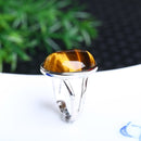 Anillo de cristal Natural Real piedra de ojo de tigre amarillo S925 anillo de mosaico de plata hombres mujeres anillos de cristal joyería de piedra de energía al por mayor