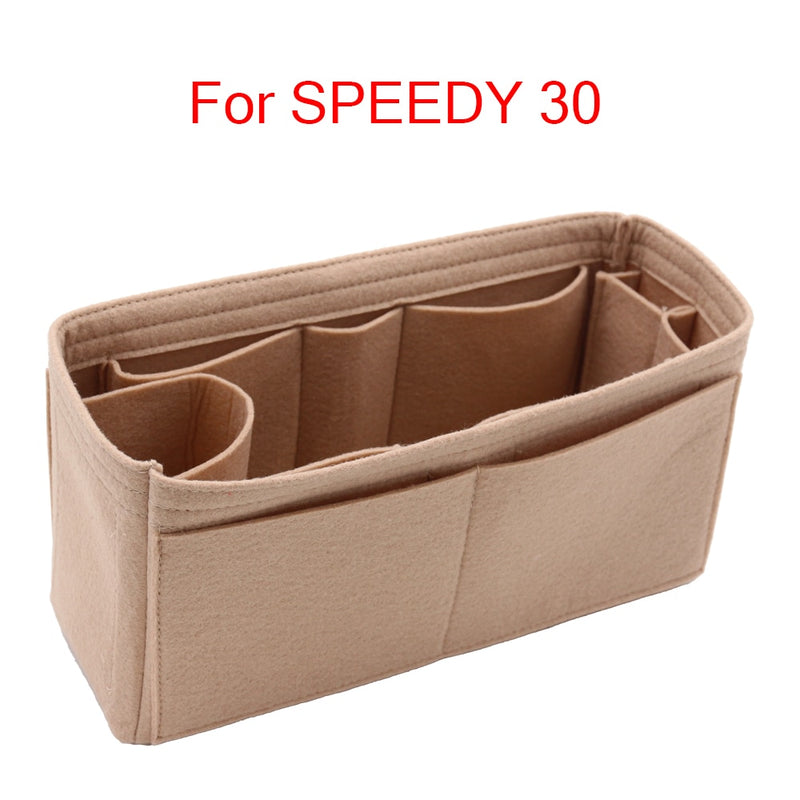 SPEEDY 25 30 35 Bolsa de inserción de tela de fieltro Organizador de bolso de maquillaje Organizador de viaje Bolso interior Bolsas de cosméticos portátiles Nunca llenas