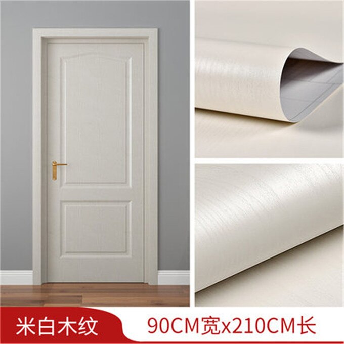 90x210cm White PVC Door Wallpaper Wood Grain sticker home decor Self-adhesive Waterproof Mural Furniture Door Decoration Decals