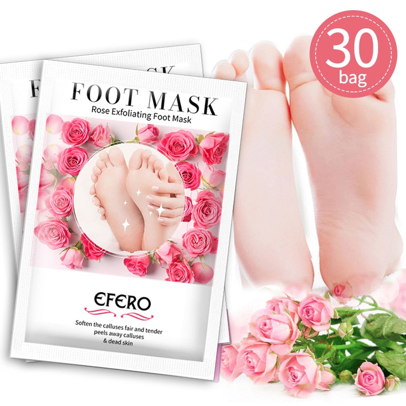 EFERO 30Pair Exfoliating Foot Masks Pedicure Socks Exfoliation for Feet Mask Peel Dead Skin Remover Calluses Whitening Foot Mask