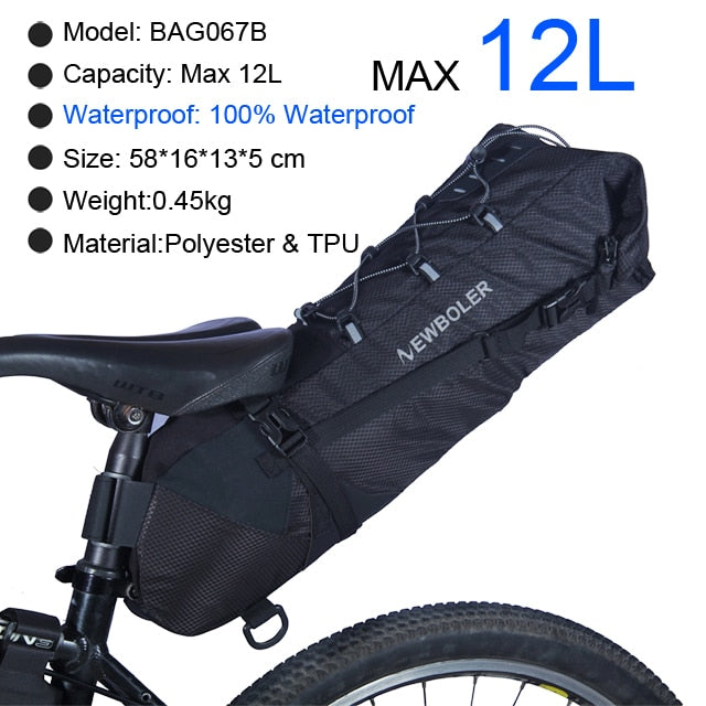 NEWBOLER Bike Bag Waterproof 13L Large Capacity Bicycle Saddle Bag Cycling Foldable Tail Rear Bag MTB Road Trunk Bikepacking