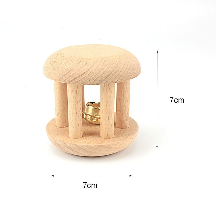 Montessori Neugeborenes Spielzeug Holzobjekt passende Übung Hand gegriffenes Spielzeug Eierbecher Würfel Box Baby Bett Glocke Rassel Stimmgeschenk