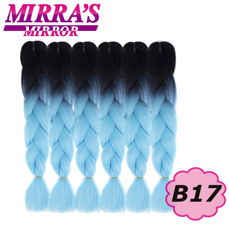 24 Zoll Jumbo Braids Synthetisches Haar für Box Braid Ombre Braiding Hair Extensions Three Tone Schwarz Braun Blau Pink Mirra's Mirror