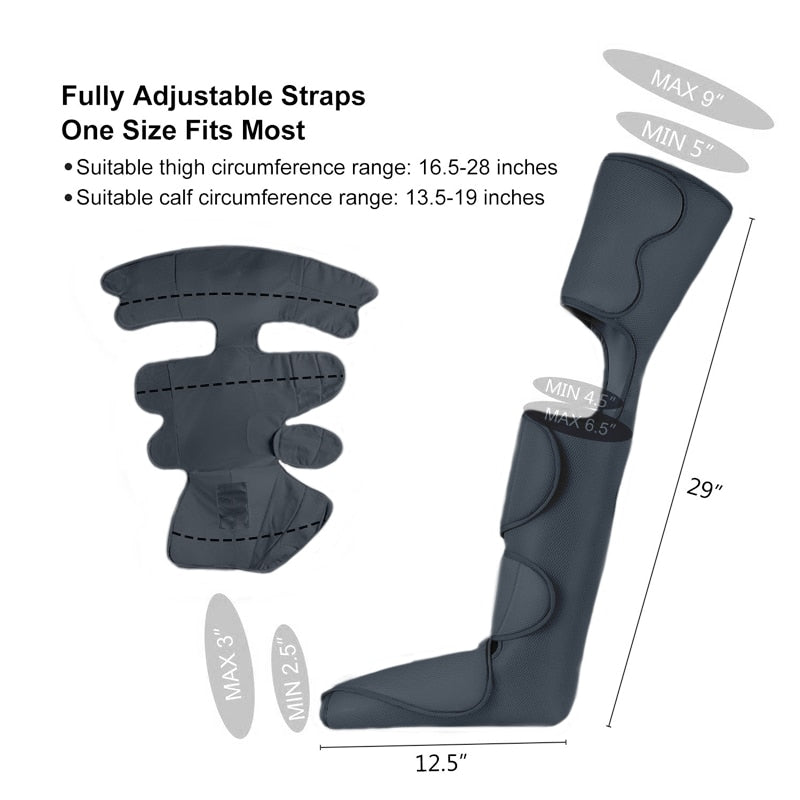 KLASVSA Leg Air Compression Massager Heated for Foot and Calf Thigh Circulation  with Handheld Controller 2 Modes 3 Intensities