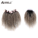 Noble Synthetic Hair Weave 16-20 inch 7Pieces/lot Afro Kinky Curly Hair Bundles With Closure African lace For Women hair Extensi